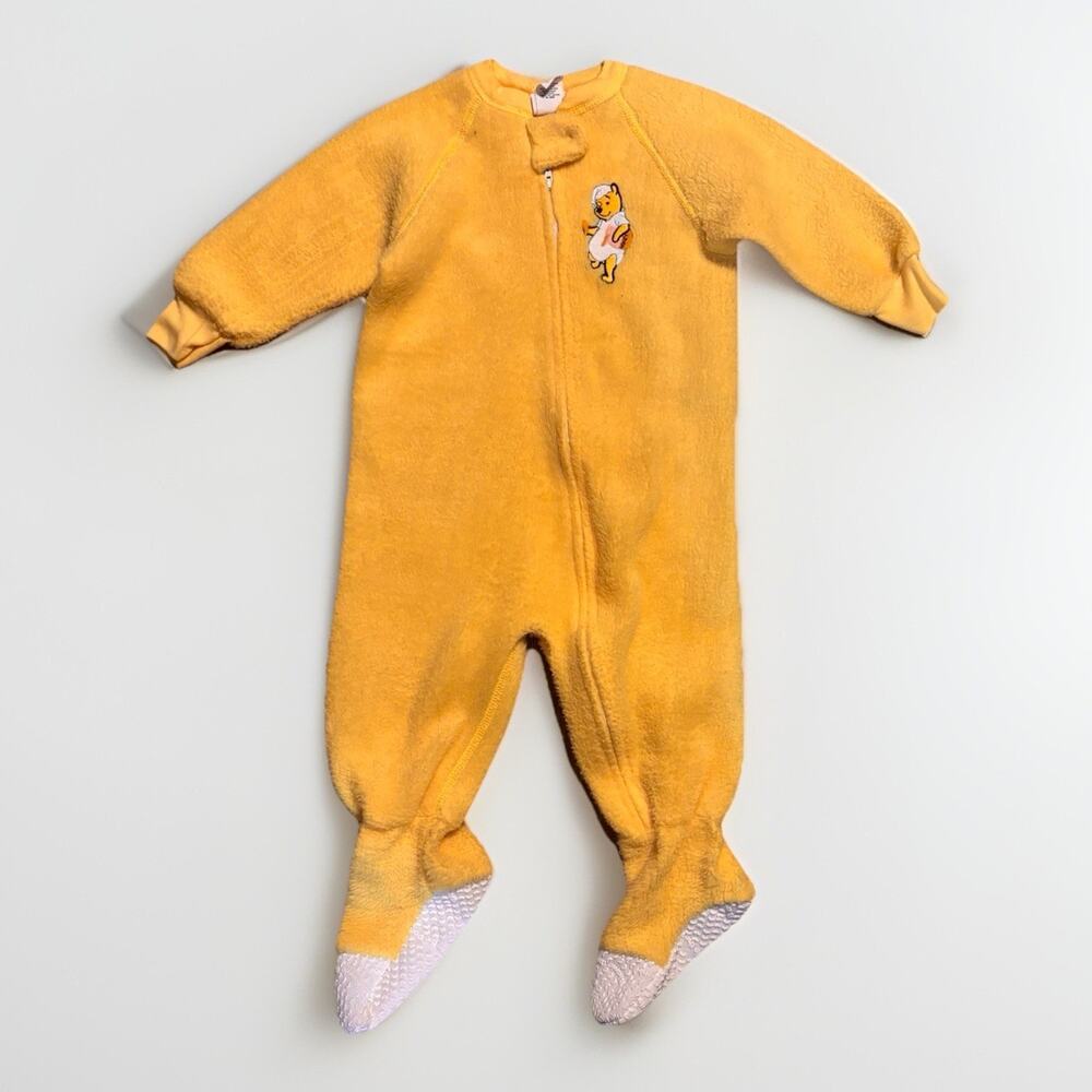 Vintage Yellow Baby Sleeper Footie Winnie the Pooh Size 3T 80s Made In USA